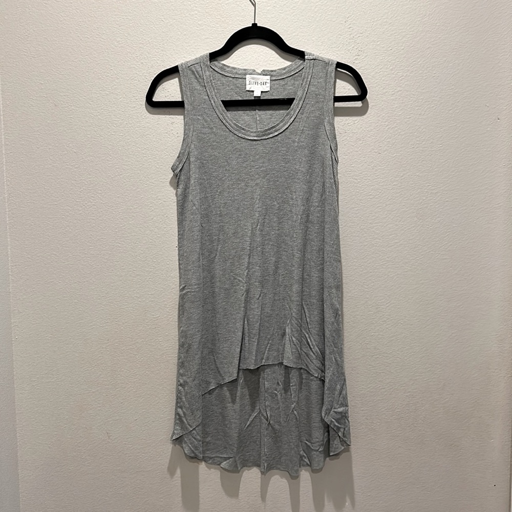 Olive + Oak High Low Heather Grey Tank